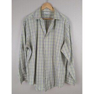 Banana Republic Button‎ Up Blue Yellow Check Long Sleeve Shirt XL
